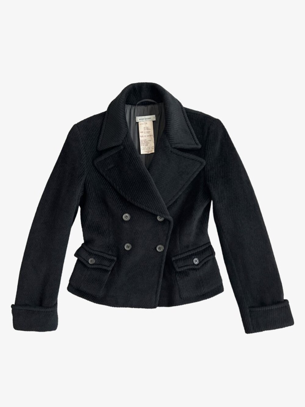 Vintage 90's Navy Wool Cashgora Double Breasted Peacoat Jacket by Rene Lezard